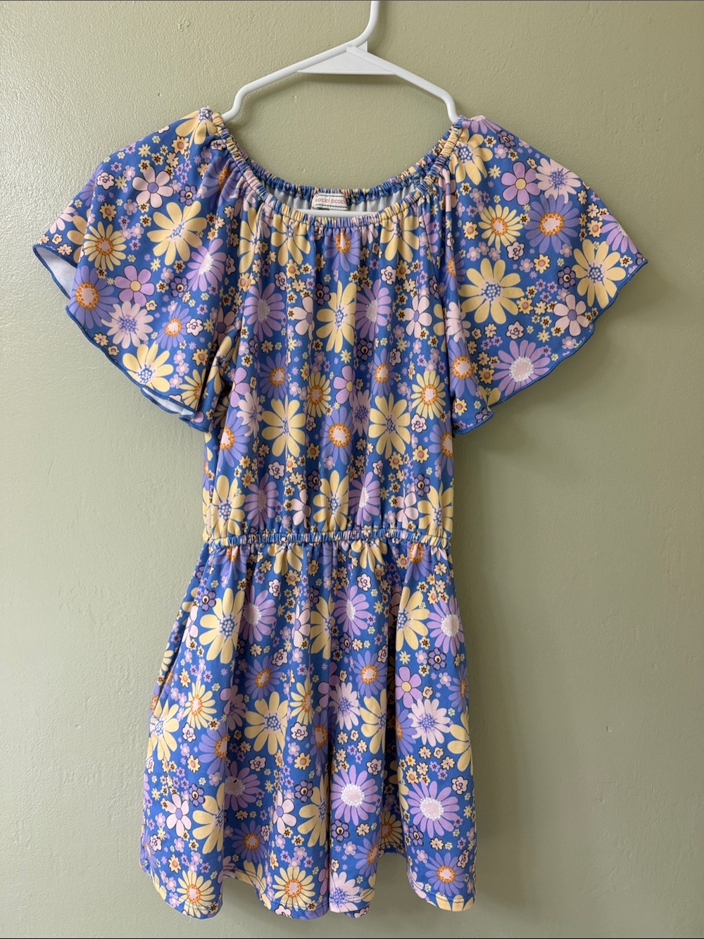 Girls' Purple Floral Off-Shoulder Jumper